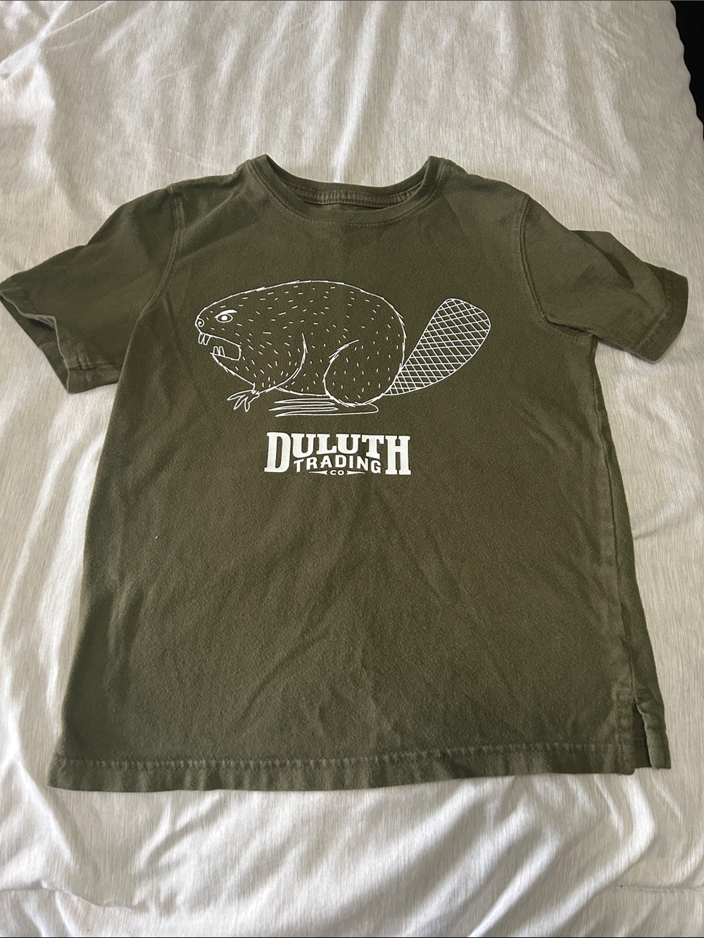 Duluth Trading Co Olive Green Kids Short-Sleeve Beaver Tee